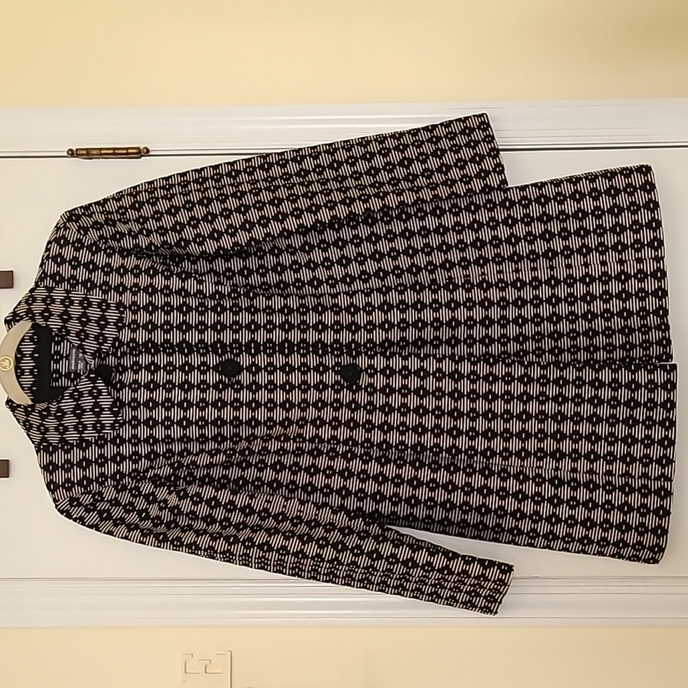 Anthracite black/cream poly/cotton  textured topper. Size 10 fits 6-8.